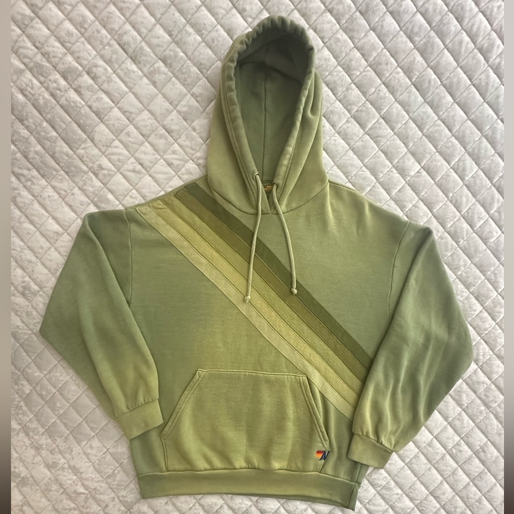 Cross Stripe Relaxed Pullover Hoodie Faded Army - Picture 2 of 5